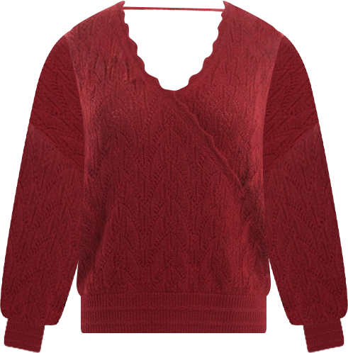 June + Vie Women's Plus Size Scallop-Trim Wrap Sweater