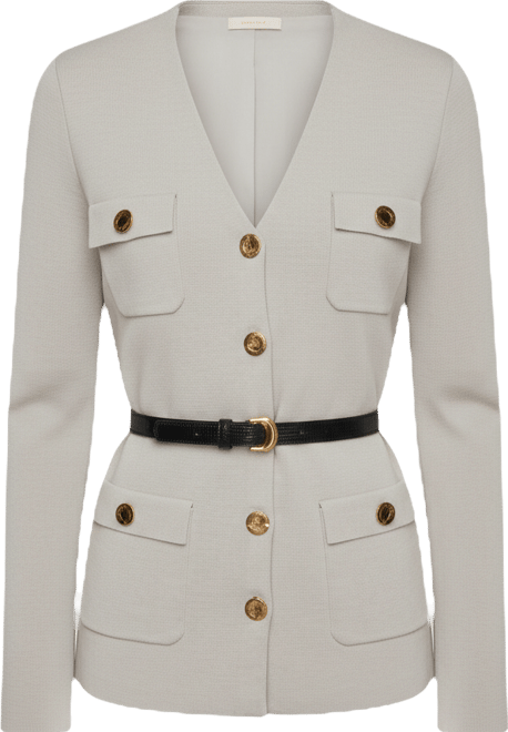 Women's 5-Button Belted Blazer