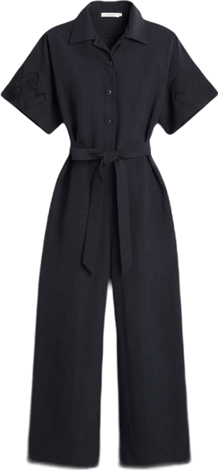 Women's Collared Short-Sleeve Jumpsuit