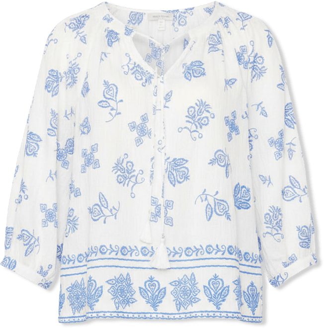 Women's Tie-Neck Peasant Blouse