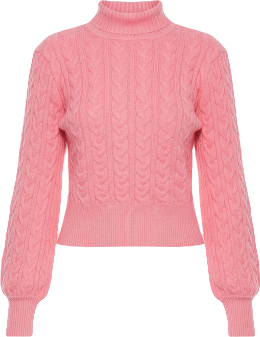 Women's Berli Crewneck Bubble Sleeve Fully Knit Cable Sweater