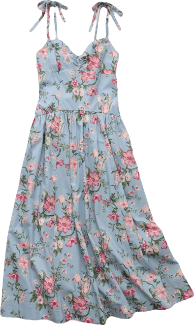 AE Sweetheart Tie-Strap Midi Dress | American Eagle