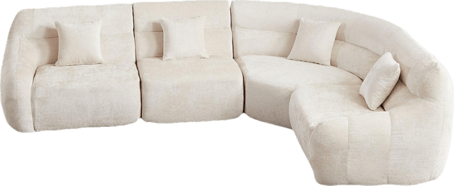 123.2" Modern Luxury Curved Sectional Sofa, Chenille Modular Cloud Sofa with 4 Pillows
