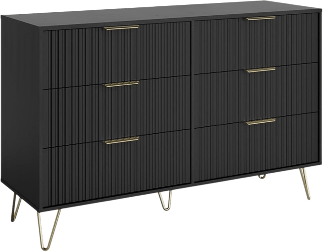 Fluted Dresser for Bedroom with 6 Drawers,47'' Wide Modern Chest of Wooden Drawers with Metal Handle,Wide Clothes Storage Organizer