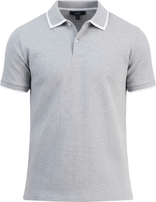 Men's Bayside Rib-Knit Textured Tipped Polo Shirt