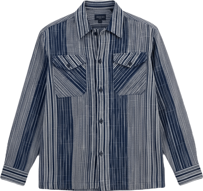 Men's Atlas Linear Jacquard Long-Sleeve Cotton Overshirt