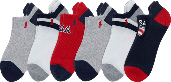 Men's Usa Logo Low-Cut Socks, 6-Pack