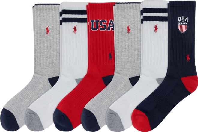 Men's Usa Logo Crew Socks, 6-Pack