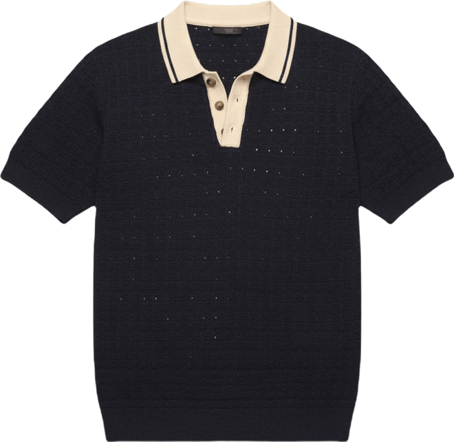 Men's Contrast Tip 4-Buttons Placket Polo Sweater