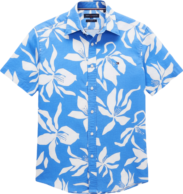 Men's Flower Print Button-Down Shirt