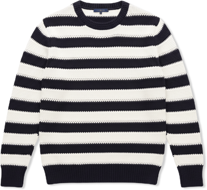 Men's Crewneck Crochet Block Stripe Sweater
