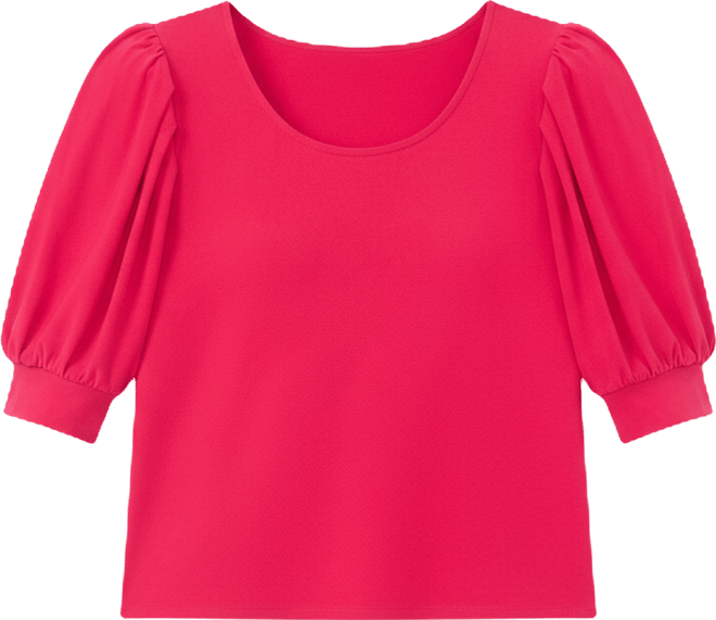 Women's Shirred Scoop-Neck 3/4-Sleeve Knit Top