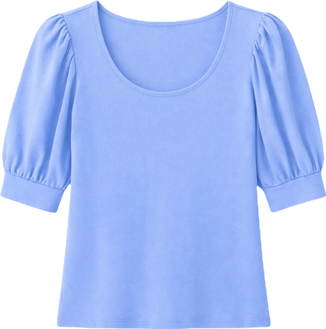 Women's Shirred Scoop-Neck 3/4-Sleeve Knit Top
