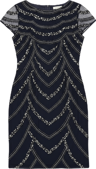 Women's Beaded Cap-Sleeve Sheath Dress