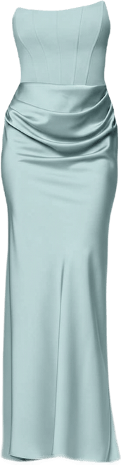 Women's Mixed-Media Strapless Corset Gown