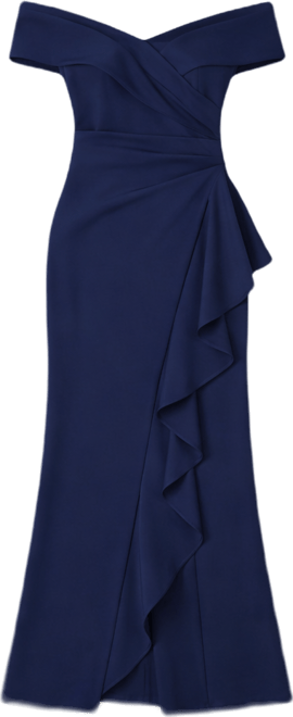 Women's Sweetheart Neck Side Ruffle Off-The-Shoulder Long Dress