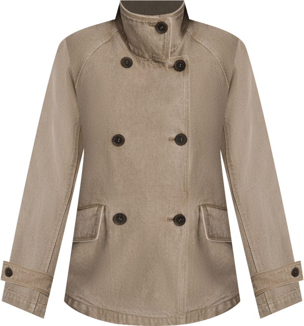 Women's Denim Double Breasted A-Line Coat