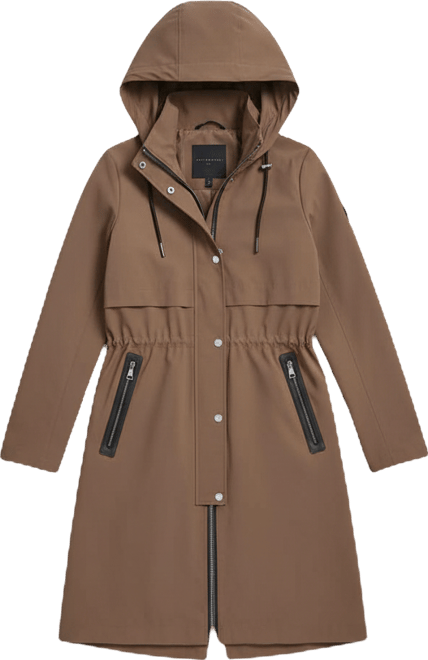 Womens Pleather Trim Anorak Rain Coat