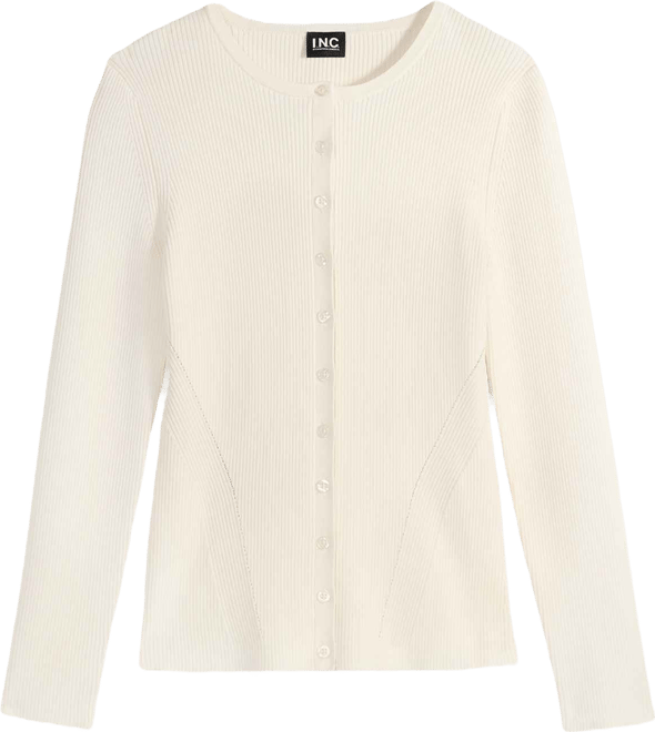 Women's Ribbed Crewneck Cardigan, Macy's Exclusive
