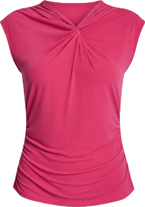 Women's Asymmetric Neck Cap-Sleeve Knit Top