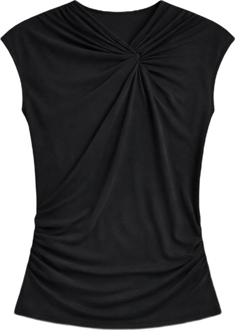 Women's Asymmetric Neck Cap-Sleeve Knit Top