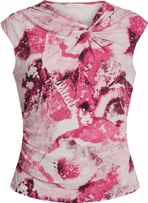 Women's Asymmetric Neck Cap-Sleeve Top