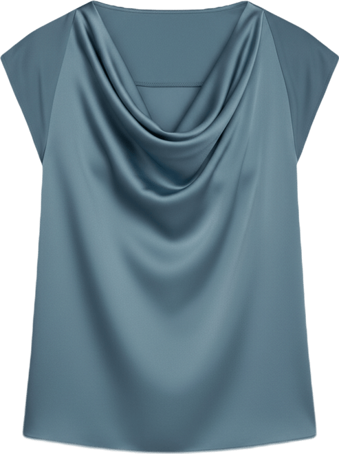 Women's Mixed Media Cowl Neck Top