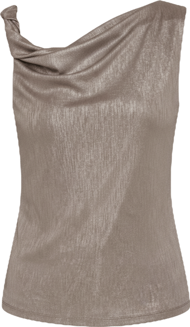 Women's Foil Asymmetric Neck Top