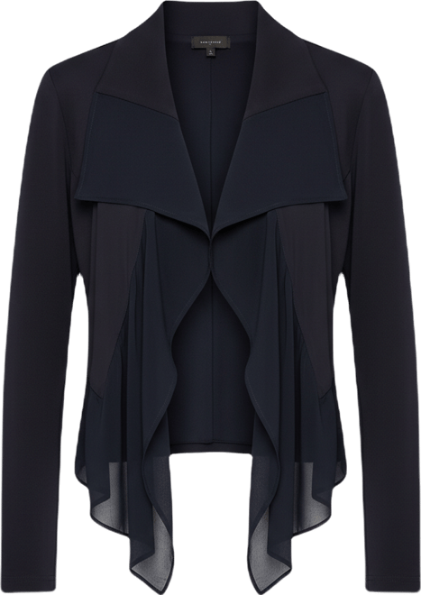 Women's Mixed Media Collared Neck Jacket