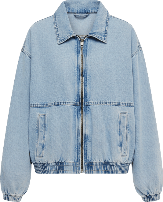 Women's Birdie Front-Zip Collared Denim Jacket