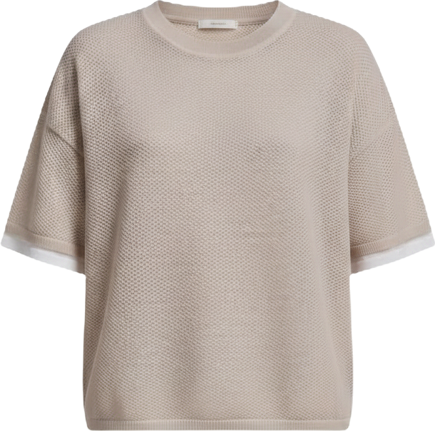 Women's Short-Sleeve Boxy 2-Layer Mesh Sweater