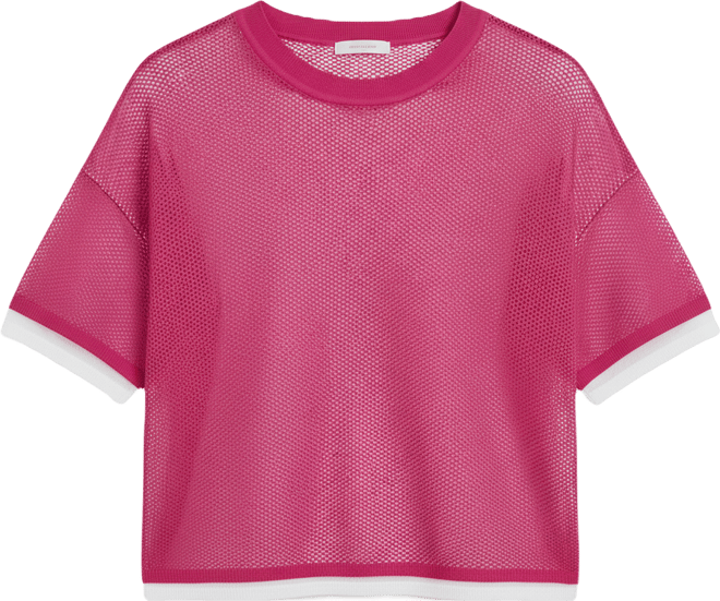 Women's Short-Sleeve Boxy 2-Layer Mesh Sweater