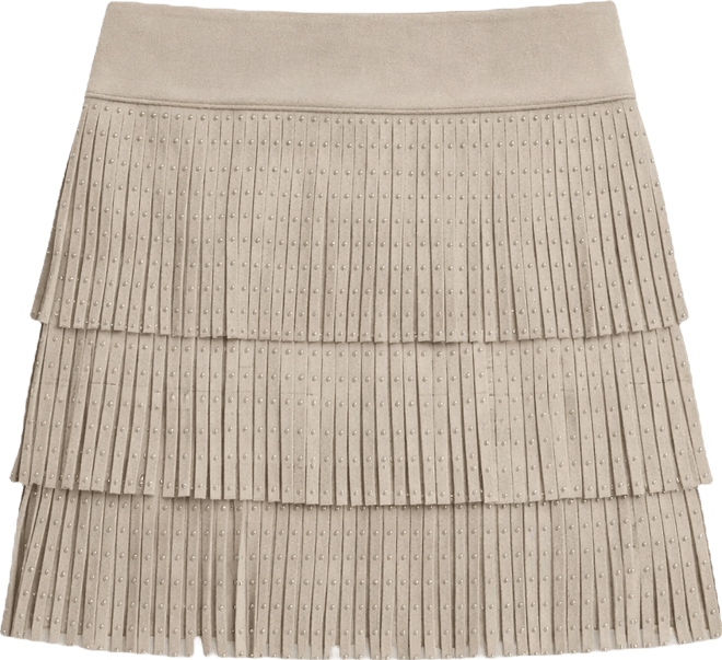 Women's Studded Fringe Mini Skirt