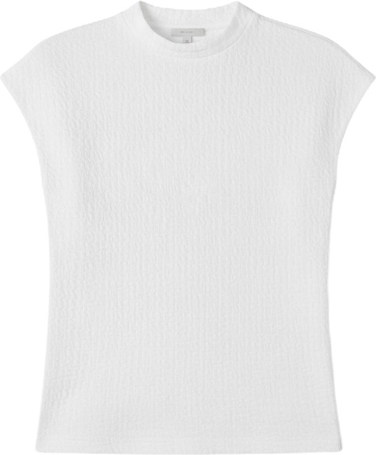 Women's Textured Mock Neck Cap Sleeve Top