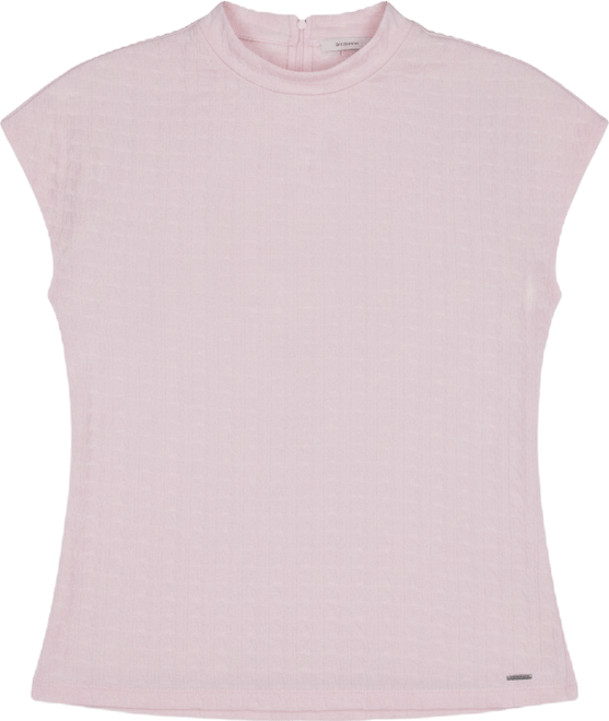 Women's Textured Mock Neck Cap Sleeve Top