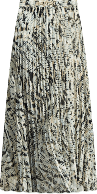 Women's Belted Pleated Midi Skirt