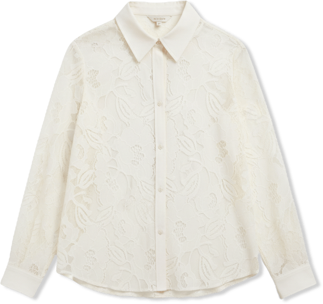 Plus Size Blossom Lace Button-Down Blouse