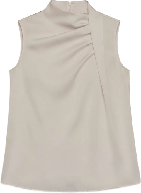 Women's Sleeveless Twist-Front Drape Blouse