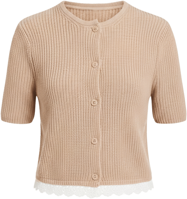 Petite Crochet Crew Neck Sweater, Macy's Exclusive