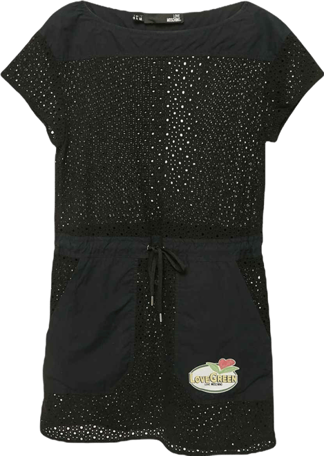 Women's Black Broderie Anglaise Cotton Mini Dress