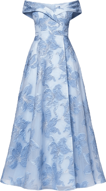 Women's Long Jacquard Printed Off-The-Shoulder Ball Gown
