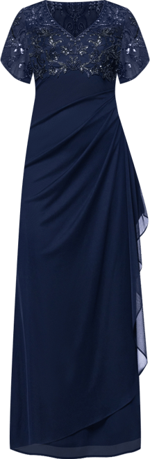 Women's Long Beaded V-Neck Ball Gown