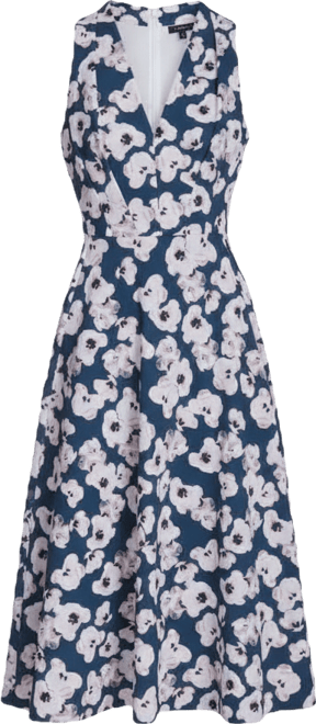 Women's Printed V-Neck Midi Dress