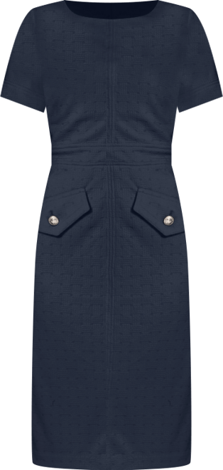 Women's Short-Sleeve Wicker Weave Shift Dress