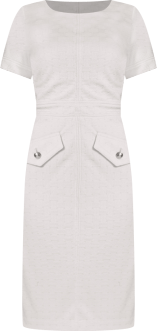 Women's Short-Sleeve Wicker Weave Shift Dress