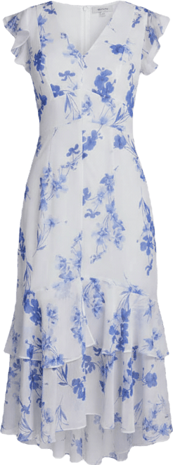 Women's Flutter-Sleeve V-Neck Midi Dress