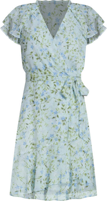 Women's Flutter-Sleeve Wrap Dress