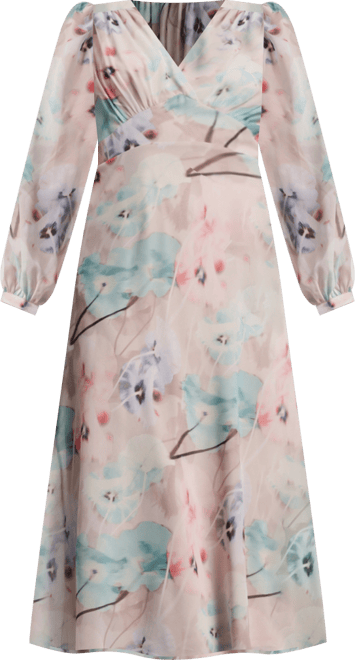 Women's V-Neck Fit and Flare Long Dress