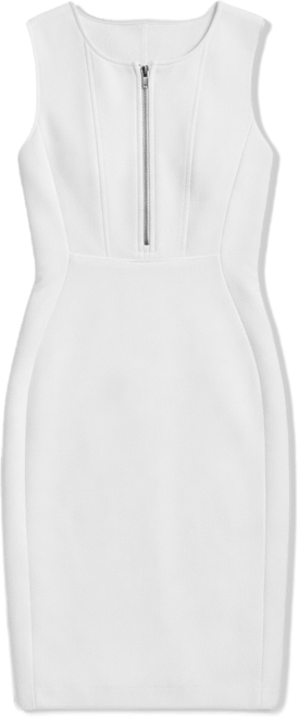 Women's Sleeveless Zipper Front Crewneck Sheath Dress