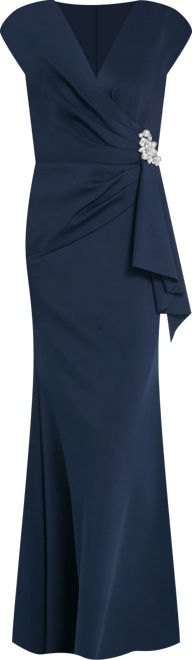 Women's V-Neck Front Drape Ball Gown